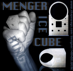 Menger Ice Cube - 3D printed Ring