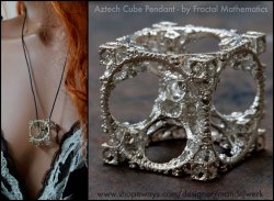 Aztech Cube Pendant 3D printed in Sterling Silver